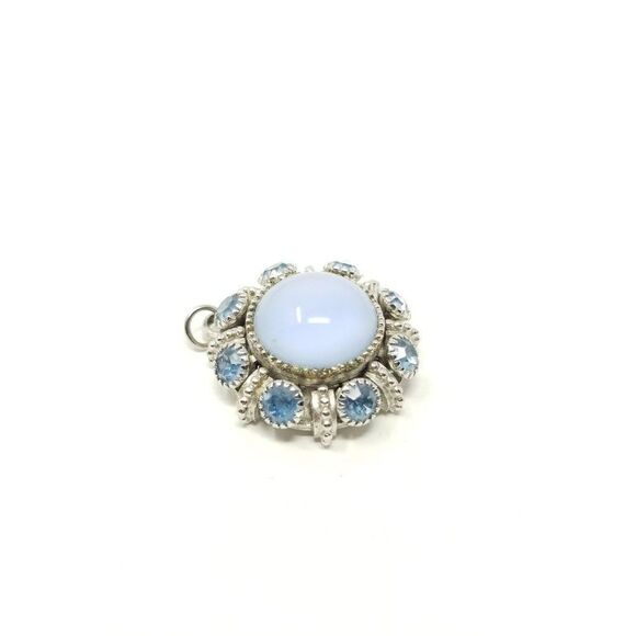 Vintage Avon Light Blue Cabochon Rhinestone Pendant, Pastel, Necklace, Estate - Picture 2 of 6